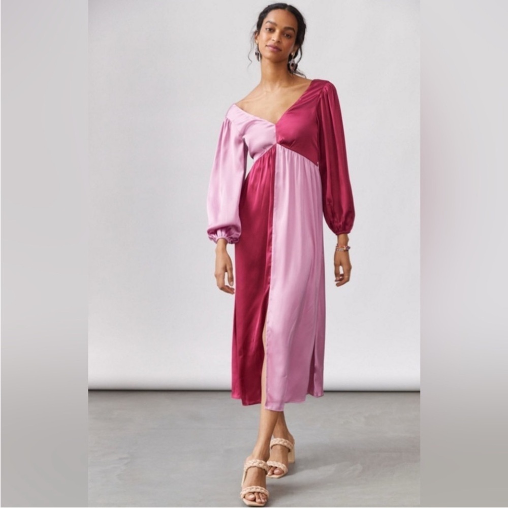 New Porridge Colorblocked Maxi Dress 
pink $158 anthro evening resort summer